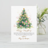 エレガントなスクリプトツリーの非写真水彩クリスマス シーズンカード (スタンド正面)