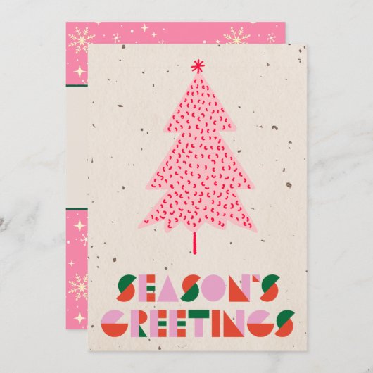 エレガントなスクリプトツリーの非写真水彩クリスマス シーズンカード (正面/裏面)