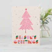 エレガントなスクリプトツリーの非写真水彩クリスマス シーズンカード (スタンド正面)