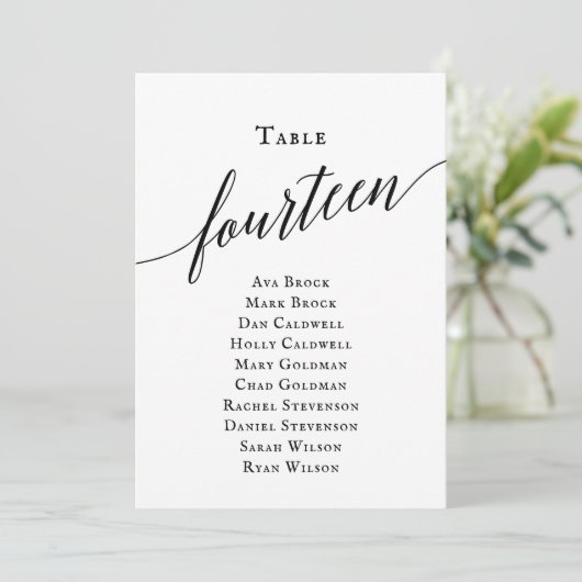 エレガントなスクリプトテーブル番号14 席次表 招待状 (スタンド正面)