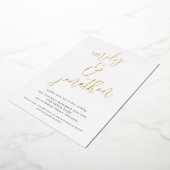 エレガントなスクリプトネーム QR コード ウェディング リアル フォイル 箔招待状 (回転した状態)