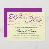 エレガントなスクリプトパーティ後の招待状 紫 エンクロージャーカード (正面/裏面)