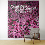 エレガントなスクリプトピンクの花のブライダルシャワーの背景 タペストリー (インサイチュ)