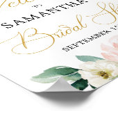 エレガントなスクリプトフォント ボヘミア ブラッシュ グリーンハーブ お迎え ポスター (角)