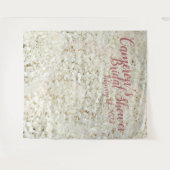 エレガントなスクリプトホワイトの花のブライダルシャワーの背景 タペストリー (正面(横))