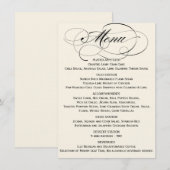 エレガントなスクリプトメニュー - ブラック/オフホワイト メニュー (正面/裏面)