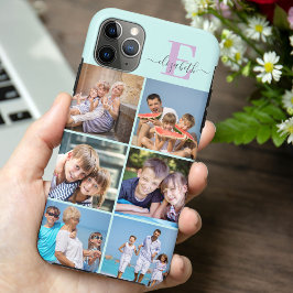 エレガントなスクリプトモノグラム 6枚の写真 ミントとライラック iPhone 11 PRO MAXケース