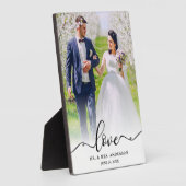 エレガントなスクリプトラブ ミスター＆ミセス 結婚写真 フォトプラーク (側面)