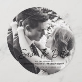 エレガントなスクリプト付きのフルフォトテンプレート Save The Date セーブザデート (正面/裏面)