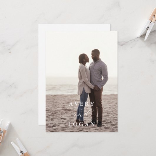 エレガントなスクリプト写真ウェディング招待状 招待状 (正面/裏面インサイチュ)