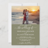 エレガントなスクリプト写真セージグリーン結婚式招待状 招待状 (正面)