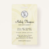 エレガントなスクリプト写真ロゴ メイク ヘア バッジ (裏面)