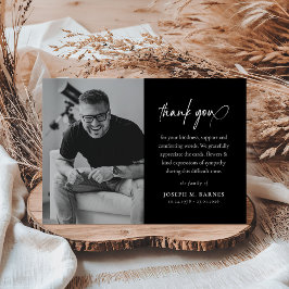 エレガントなスクリプト写真葬儀 サンキューカード