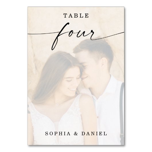 エレガントなスクリプト写真 ウェディングテーブルナンバー4 テーブルナンバー (正面)