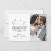 エレガントなスクリプト写真 ウェディング サンクス カード (正面)
