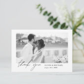 エレガントなスクリプト写真 ウェディング サンクス カード (スタンド正面)