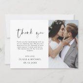 エレガントなスクリプト写真 ウェディング サンクス カード (正面)