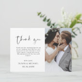 エレガントなスクリプト写真 ウェディング サンクス カード (スタンド正面)