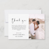 エレガントなスクリプト写真 ウェディング サンクス カード (正面)