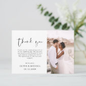 エレガントなスクリプト写真 ウェディング サンクス カード (スタンド正面)