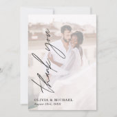 エレガントなスクリプト写真 ウェディング サンクス カード (正面)