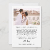 エレガントなスクリプト写真 ウェディング サンクス カード (裏面)