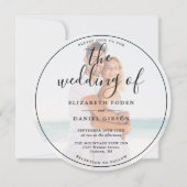 エレガントなスクリプト写真 ウェディング サークル 招待状 (正面)