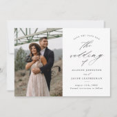 エレガントなスクリプト写真 ウェディング セーブ・ザ・デート (正面)