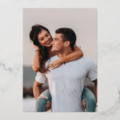 エレガントなスクリプト写真 セーブ・ザ・デート ローズゴールド 箔招待状 (裏面)