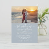 エレガントなスクリプト写真 ライトグレー 結婚式 招待状 (スタンド正面)