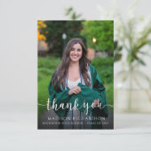 エレガントなスクリプト写真 卒業お礼カード 招待状 (スタンド正面)