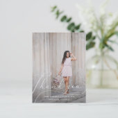 エレガントなスクリプト写真 卒業お礼 ポストカード (スタンド正面)