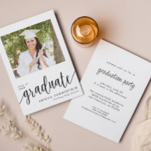 エレガントなスクリプト写真 卒業パーティー招待状