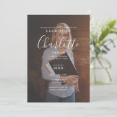 エレガントなスクリプト写真 卒業パーティー招待状 招待状 (スタンド正面)