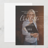 エレガントなスクリプト写真 卒業パーティー招待状 招待状 (正面/裏面)