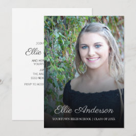 エレガントなスクリプト写真 卒業パーティー 招待状