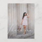 エレガントなスクリプト写真 卒業式 お礼 ポストカード (正面)