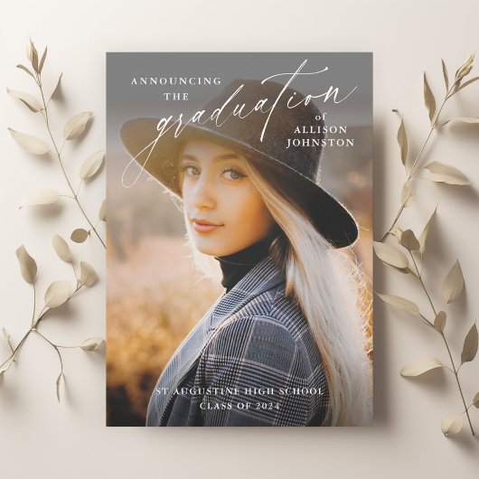 エレガントなスクリプト写真 卒業式 招待状