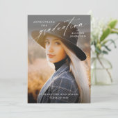 エレガントなスクリプト写真 卒業式 招待状 (スタンド正面)