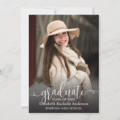 エレガントなスクリプト写真 卒業発表 招待状 (正面)