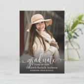 エレガントなスクリプト写真 卒業発表 招待状 (スタンド正面)