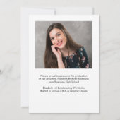 エレガントなスクリプト写真 卒業発表 招待状 (裏面)