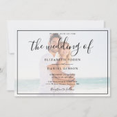 エレガントなスクリプト写真 白黒 ウェディング 招待状 (正面)