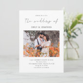 エレガントなスクリプト写真QRコード結婚式招待状 招待状 (スタンド正面)