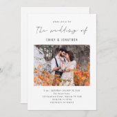 エレガントなスクリプト写真QRコード結婚式招待状 招待状 (正面/裏面)