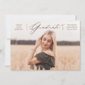 エレガントなスクリプト卒業写真 卒業 案内状 (正面)