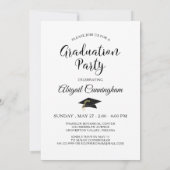 エレガントなスクリプト卒業生 ワンフォト ブラック＆ホワイト 招待状 (裏面)