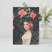 エレガントなスクリプト卒業発表写真付き 招待状 (スタンド正面)