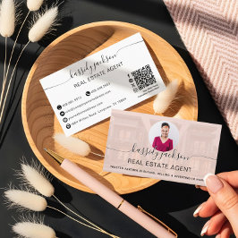 エレガントなスクリプト名のサークルビジネス写真QRコード 名刺