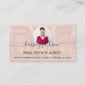 エレガントなスクリプト名のサークルビジネス写真QRコード 名刺 (正面)